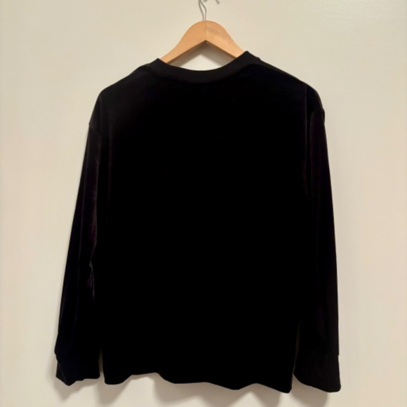 Athleta Retroplush Black Velvet Crewneck Sweatshirt Snap Button Side Slit- SP - Picture 11 of 14